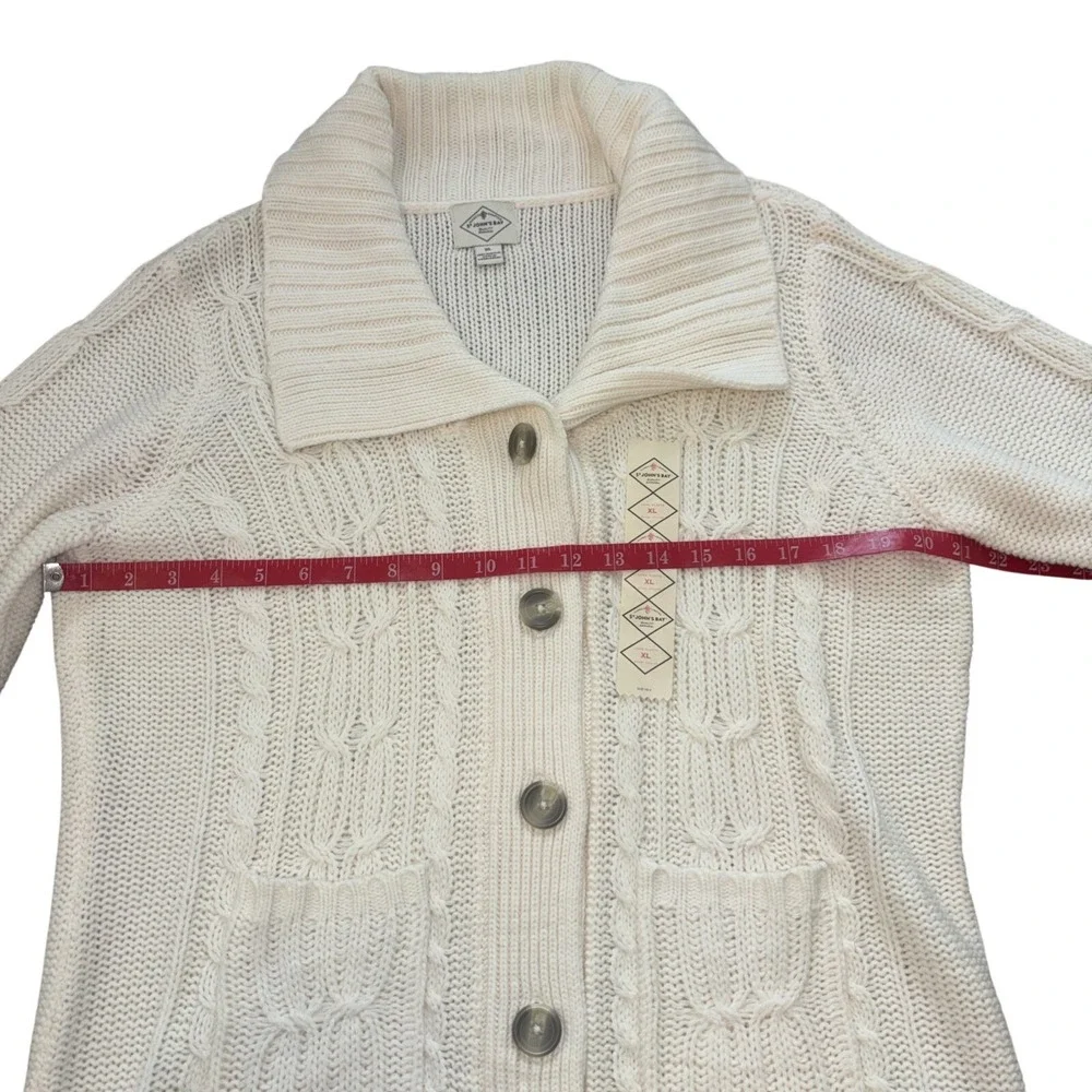 NEW St John's Bay Women's Ivory Cardigan Sweater Button Down Collared Size XL - Picture 7 of 9